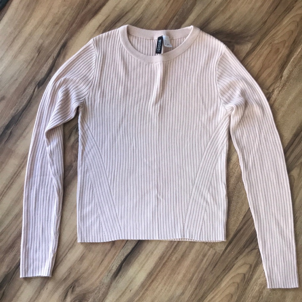 H&M Baby Pink Ribbed Long Sleeve